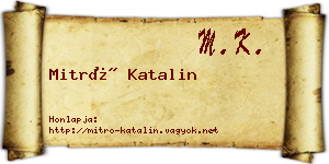 Mitró Katalin névjegykártya